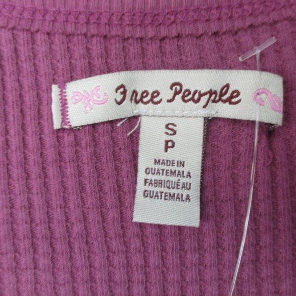 Free People Thermal Womens Small Mulberry Santa Clara Shirt Top V Neck NEW - Picture 4 of 11